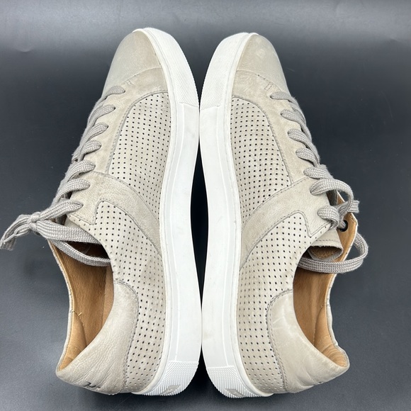TRASK AARON GRAY PERFORATED LEATHER MENS SNEAKERS - Picture 6 of 9